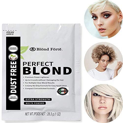 Perfect Blonde Toner Hair Dye Bleach Powder Lightener for Dark Hair Extra Strength Professional Formula (3 Packs of 1 Oz) ? Made in Italy by Blond Forte (Blue Powder Lightener)