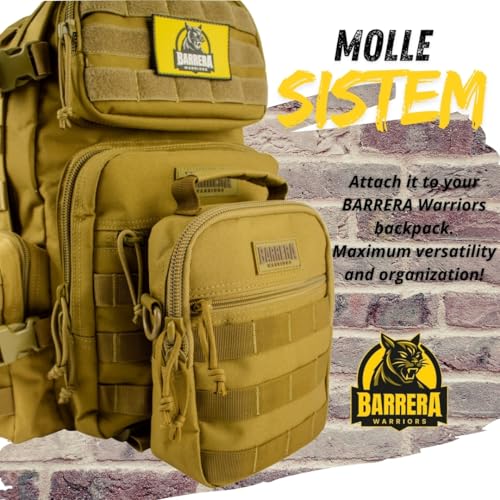BARRERA warriors Tactical Backpack 25l & Sling Bag Set – Military Camo Backpack + Brown MOLLE Sling Bag, Crossbody bag- Te...