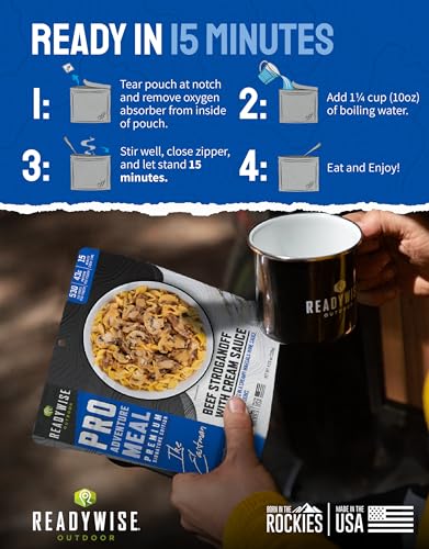 ReadyWise Outdoor Pro Adventure Meal Beef Stroganoff with Cream Sauce, Premium Freeze-Dried Food for Camping, Hiking, and ...
