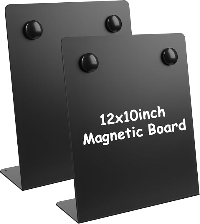 2 Pcs Large Magnetic Bulletin Board with Stand, 12x10inch Metal Magnet Display Board, Tabletop Memo Board, Memo Display Ea...