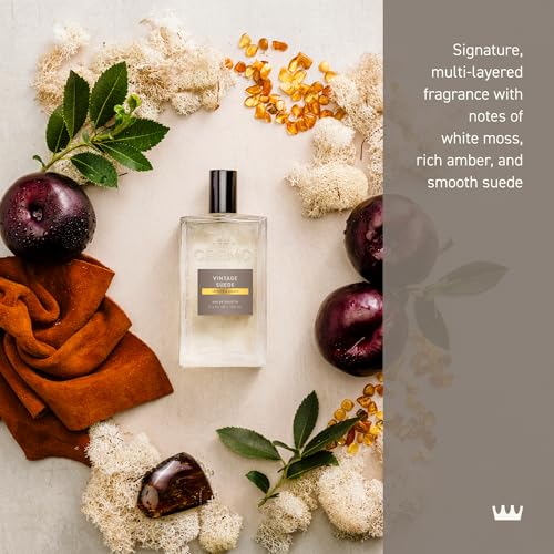 Cremo Cologne For Men - Vintage Suede Mens Cologne Spray, A Combination of White Moss, Rich Amber, and Smooth Suede, Multi-Layered Signature Men's Fragrances, 3.4 Fl Oz