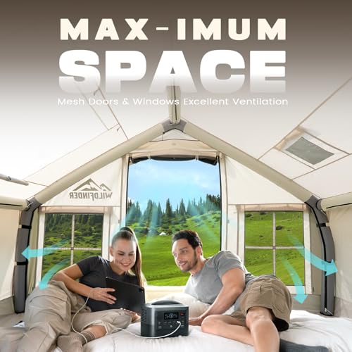 Inflatable Tent with Skylight, Quick Setup Blow Up Tents with Pump, Hot Tent with Stove Jack, Waterproof Oxford Inflatable...