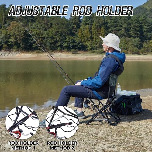 X Strike Portable Fishing Chairs Outdoor Folding Stool for Adults Portable Camping Chair for Ice Fishing,Hunting,Lawn,Pati...