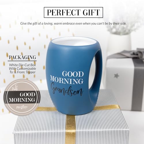 Pavilion Gift Company - Good Morning Grandson - 16 oz Blue Coffee Mug Tea Cup Gift From Grandma Grandpa Grandparents Birthday Long Distance Present
