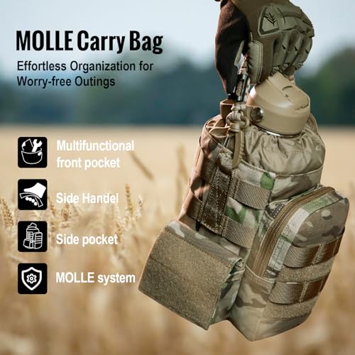 ONETIGRIS Tactical Half Gallon Water Bottle with Straw - 64 oz Vacuum Insulated Stainless Steel Water Jug, Leakproof Sport...
