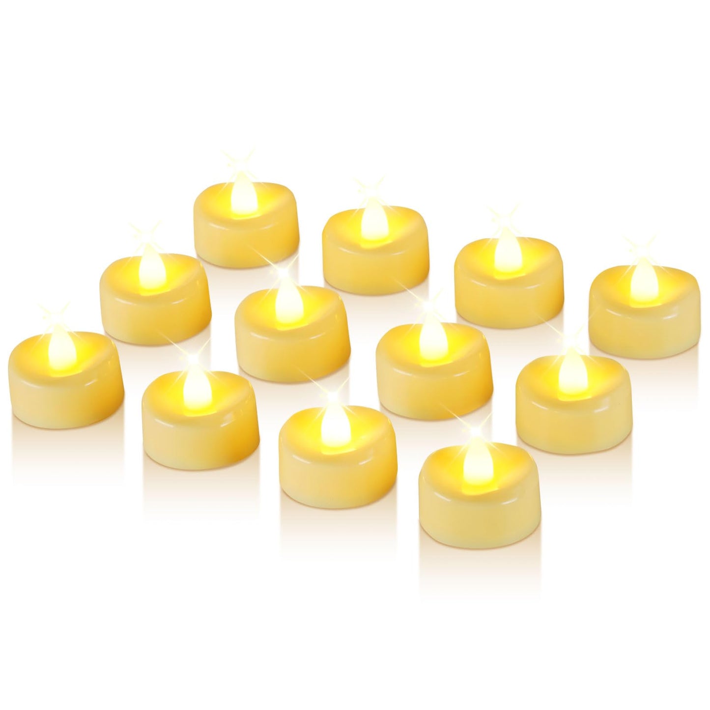 Raycare 100 Pack LED Tea Lights Battery Operated, 200+Hour Flickering Votive Candles, Realistic Fake Flameless TeaLights for Wedding Party Halloween Thanksgiving Christmas Decorations,Ivory Base