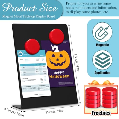 Fainne Magnetic Bulletin Board with Easel Stand Mini Black Magnet Metal Tabletop Memo Display Board for Back to School Men...