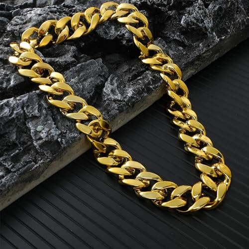 Jexine 12 Pcs Halloween Costume Rapper Chain, Hip Hop Chain Bulk Fake Necklace for Cosplay Men Women 80s 90s Punk, 32 Inch