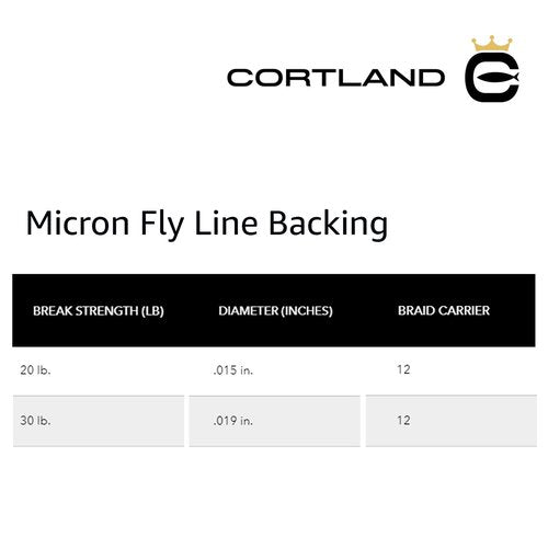 CORTLAND Micron Durable Tight Round Braid Smooth Low-Friction Finish Stretch-Resistant Virtually Tangle-Free Fly Line Backing for Freshwater & Saltwater, Black, 30 LB / 1000 YDS