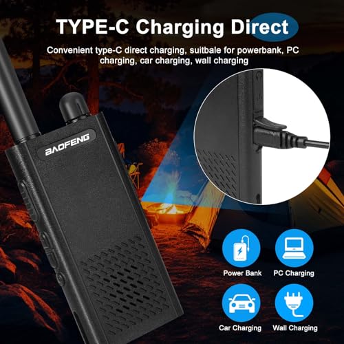 Baofeng T26 Walkie Talkies Long Range, Rechargeable Li-ion Battery 16 FRS Channel Two Way Radios with Earpieces for Adults, Handheld Mini Compact Walky Talky with Type-C Charging