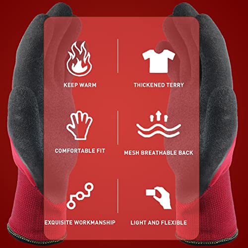 LOCCEF 2 Pairs Winter Work Gloves for Men and Women, Freezer Gloves for Work Below Zero, Thermal Insulated, Super Grip