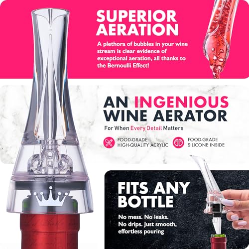 VINABON Wine Aerator Pourer Spout – Updated 2026 Professional Wine Aerator for Superior Flavor, Enhanced Bouquet & Rich, S...