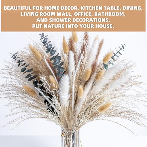 Boho Decor Pampas Grass and Eucalyptus Bouquet,pompas Grass Dried Flowers Arrangement for Centerpiece Table Decor,Wedding,...