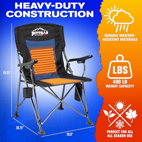 Pittman - Heated Camping Chair for Adults - The Perfect Heated Chairs for Outdoor Sports or Elevating Your Campsite. Heate...