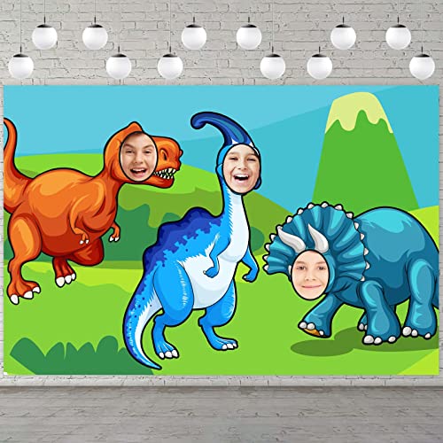 Cute Dinosaur Photo Banner Backdrop Background Photo Booth Props Triceratops T-Rex Face Party Dino Theme Decor for Safari ...