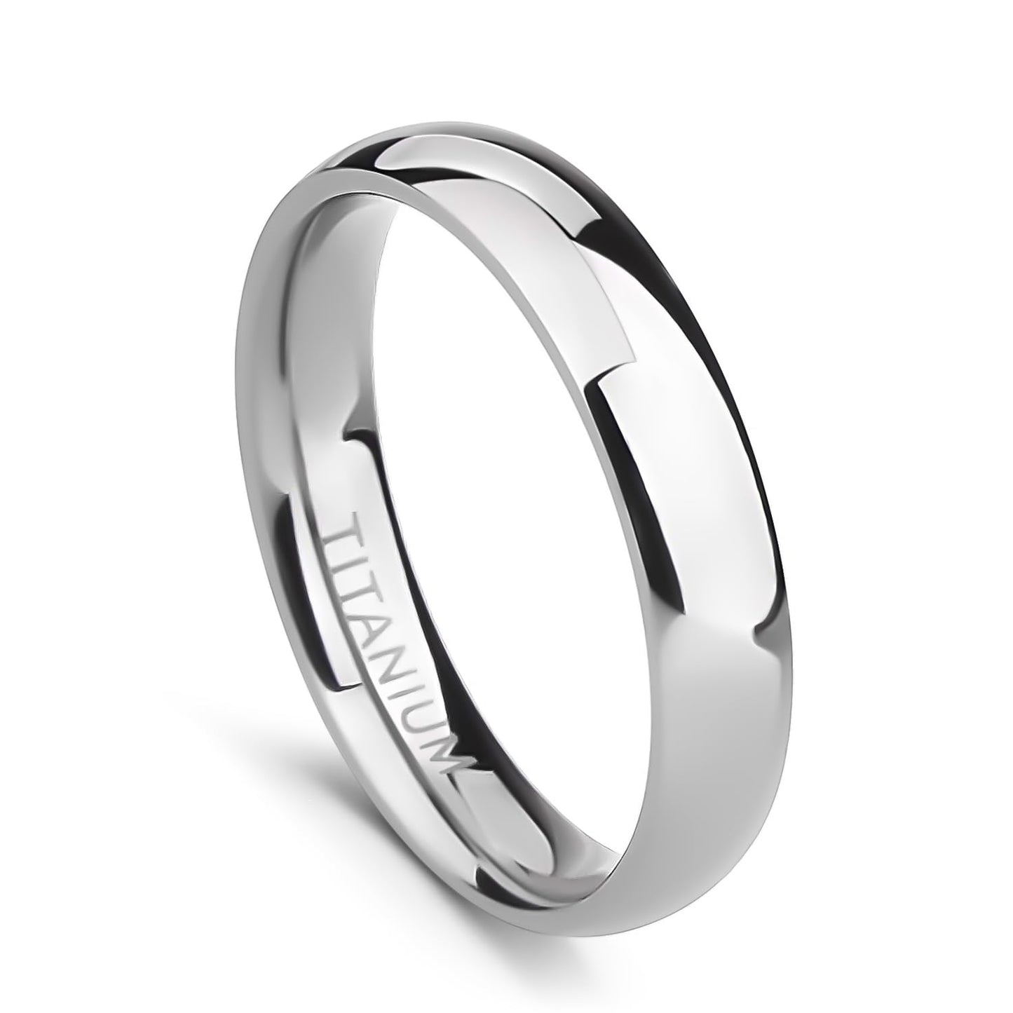 TIGRADE 2mm 4mm 6mm 8mm 10mm Titanium Ring Plain Dome High Polished Wedding Band Comfort Fit Size 3-15,4mm,Size 8