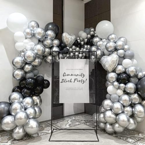 Awenztech 120pcs 5 inch Metallic Silver, Small Chrome Silver Latex Balloons for Graduation Wedding Baby Shower Disco Birth...