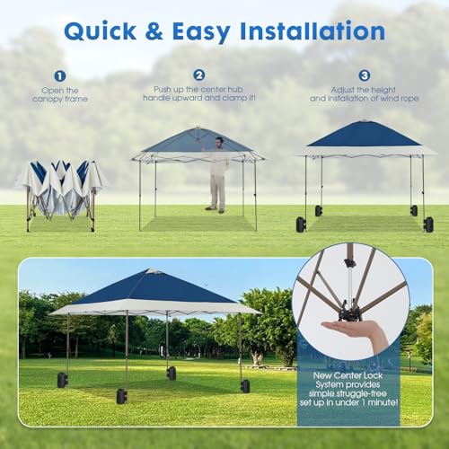 OUTDOOR LIVING SUNTIME 13x13 Instant Easy Pop Up Canopy,Portable Commercial Gazebo Camping Gazebo Tent Shelter with Wheele...
