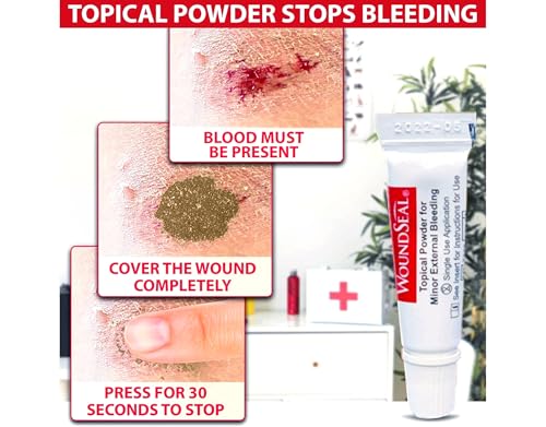 WoundSeal Topical Powder Wound Care First Aid for Cuts, Scrapes and Abrasions Single Use, 4 count (Packaging May Vary)