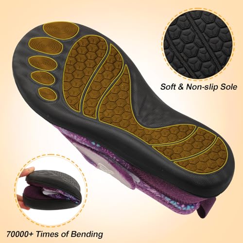 Leisfit Womens Slippers Wide Diabetic Shoes Adjustable Arthritis Edema House Shoes Indoor Outdoor Slippers
