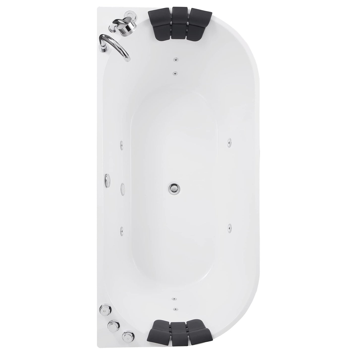 Empava Freestanding Whirlpool Bathtub,Acrylic 8 Hydromassage Jets Tub 59 inch
