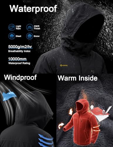 GEMYSE Men's Ski Snow Jacket Warm Winter Waterproof Coat Snowboard Rain Jacket Hooded Windproof Windbreaker