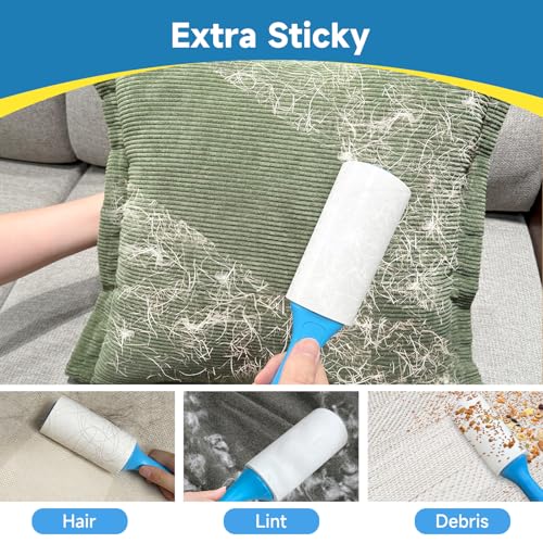 Swihauk 600 Sheets Extra Sticky Lint Rollers for Pet Hair, Easy Spiral Tear Lint Roller for Clothes with Ergonomic Handle,...