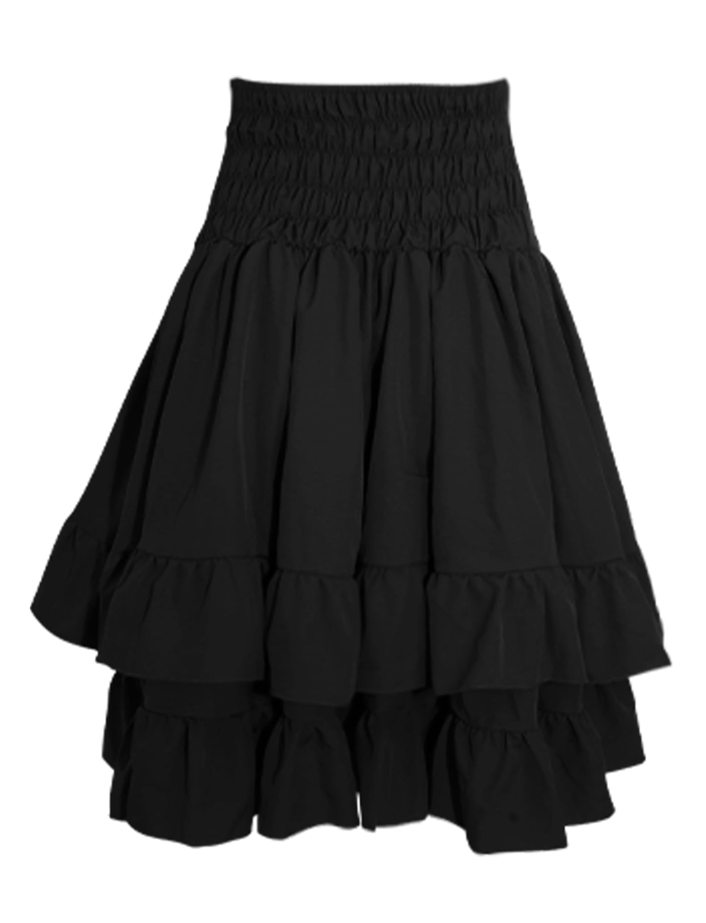FEOYA Women Steampunk Gothic Retro High Low Ruffle Renaissance Skirt Victorian Cosplay Costume Pirate Bustle for Theme Party Halloween Black S