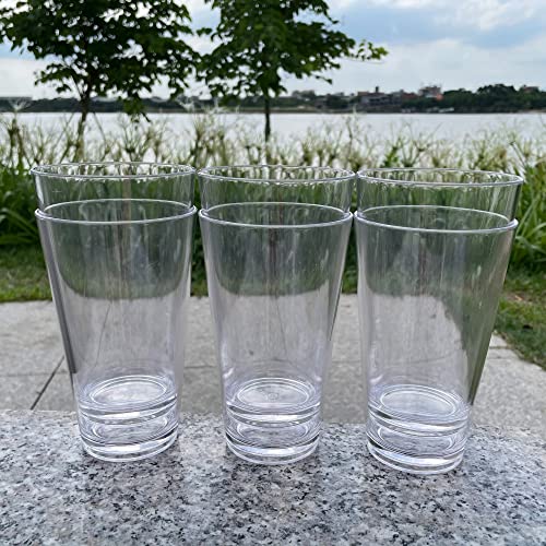 WEXINHAO Clear Drinking Glasses - Unbreakable Acrylic Glasses Drinkware 18 oz set of 6 - BPA Free Dishwasher Safe Reusable...
