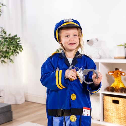 Melissa & Doug Police Officer Costume Dress-Up Set for Kids (8-Piece) – Pretend Play Uniform with Badge, Hat, Handcuffs & ...