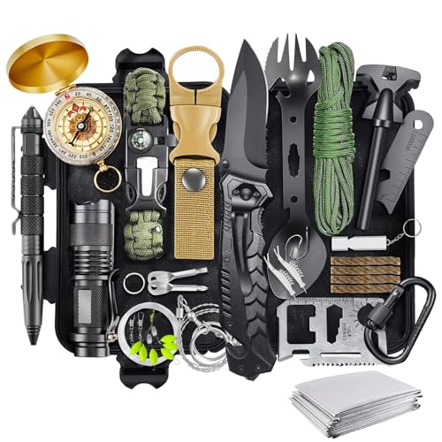 LAUFARY Survival Kits 30 in 1, Christmas Birth Day Gift for Men Women Adventure Lovers, Survival Gear and Equipment, Campi...