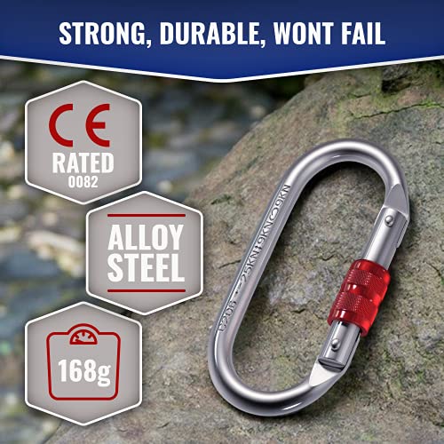 XTEK Climbing Carabiner Clip – UIAA Certified 25 kN 5620 LB, Large Heavy Duty Carabiners for Climbing: Oval-Shape, Screw L...