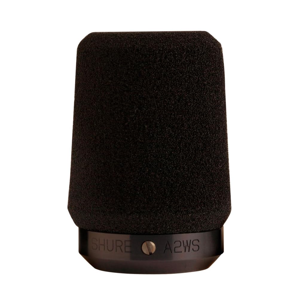 Shure A2Ws Locking Microphone Windscreen - Reduces Unwanted Breath And Wind Noise, Black - Compatible With Sm57 And 545 Series M