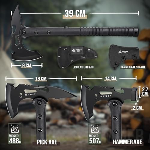 Freelander Tactical Axe 2 Pack, Sharp Tomahawk with Sheath, Portable Tomahawk with Clip and Bottle Opener, Durable Surviva...