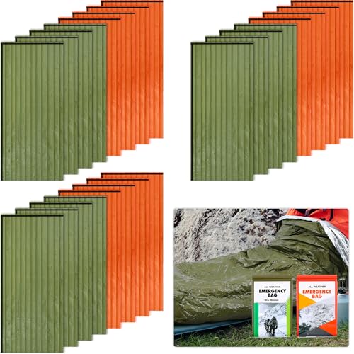 Preboun Emergency Sleeping Bag Bulk Portable Lightweight Survival Bag Thermal Bivy Sack Emergency Blanket Survival Gear fo...