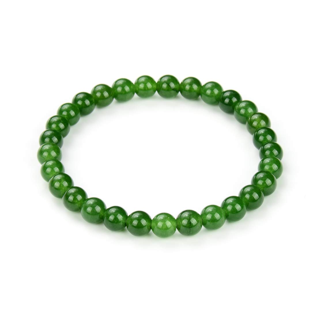 Adabele Real Natural Green Jade Gemstone Beaded Bracelet 8 Inch Stretch Bracelet Chakra Healing Crystal Stone Jewelry Energy Qua