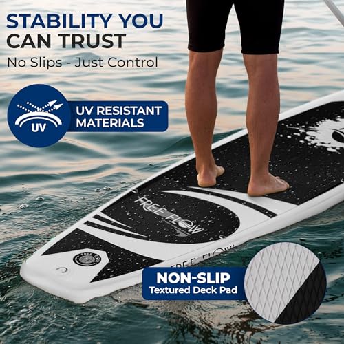 SereneLife Stand Up Inflatable Paddle Board with Premium SUP Accessories – Wide Stable Design with Non-Slip EVA Deck Pad f...