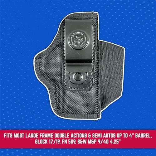 DeSantis Pro Stealth IWB Holster - Holster IWB, Conceal Carry Holster, Fits Most Large Frame Double Action & Semi Autos Up To a 4" Barrel, GLOCK 17/19, FN 509, S&W M&P 9/40 4.25¡±- Ambidextrous, Black