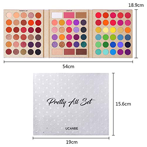 UCANBE Professional 86 Colors Eyeshadow Palette with 15pcs Makeup Brushes Set Matte Glitter Long Lasting Highly Pigmented ...