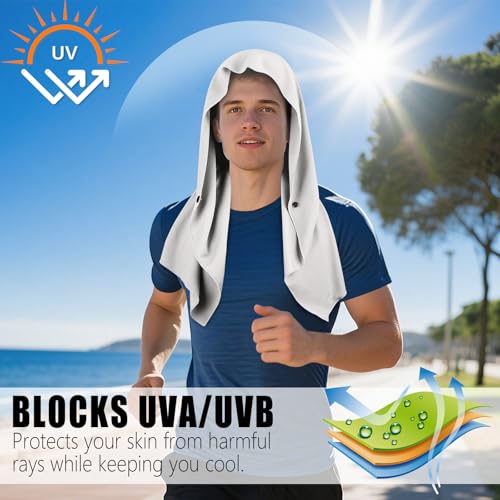 AOPREL Cooling Hoodie Towel Magnetic Lock Towels for Neck and Face UV Protection, Moisture-Wicking for Camping Gym and Yoga
