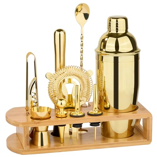 Cocktail Shaker Set Bartender Kit : 12-Piece Bar Tool Set with Bamboo Stand | Bars Set with All Practical Bar Accessories,...