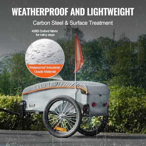 VEVOR Bike Cargo Trailer, 88/100/160 lbs Load Capacity, Heavy-Duty Bicycle Wagon Cart, Foldable Compact Storage with Universal Hitch