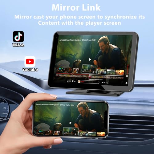 Carplay Screen for Car, 7" HD Wireless Portable Car Play Touchscreen Stereo with Android Auto Mirror Link/Backup Camera/GP...