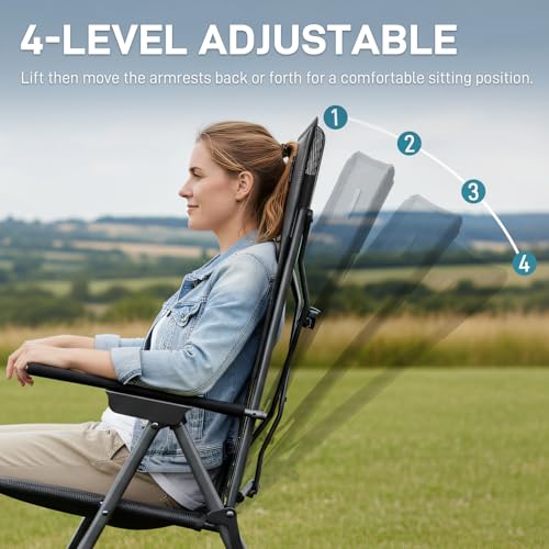 EVER ADVANCED Teslin Reclining Camping Chairs for Adult Lightweight, Portable Compact Folding Chair with Adjustable Back, ...
