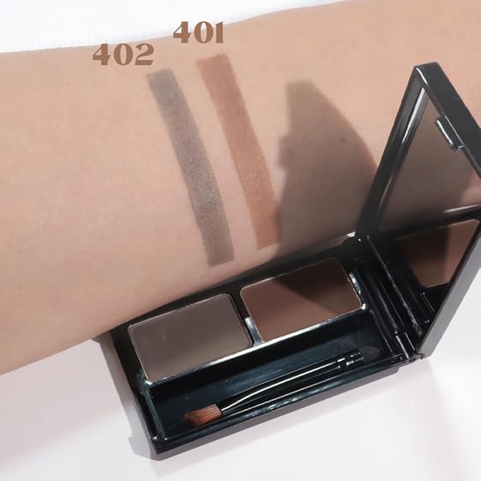 Brow Powder Kit – Long-Lasting Dark Gray Brown Color Brow Filler for Full, Defined Natural Brows, Contour Palette with Double-Ended Brush, sombra para cejas-4#