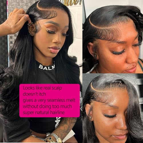 SIFULAN 13x4 Body Wave Lace Front Wig Human Hair 180% Density HD Transparent Lace Front Wig Pre Plucked Body Wave Frontal Wigs Human Hair for Black Women 26 inch Glueless Wig Natural Color