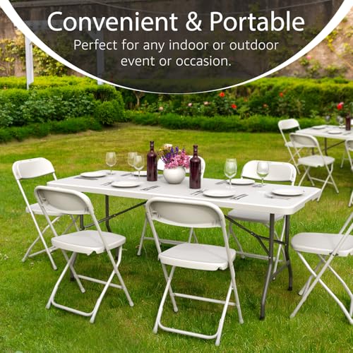 6 Feet Foldable Table with Built in Handle & Steel Legs | 6FT Heavy Duty Folding Portable | Perfect for Party, Dining, Wed...