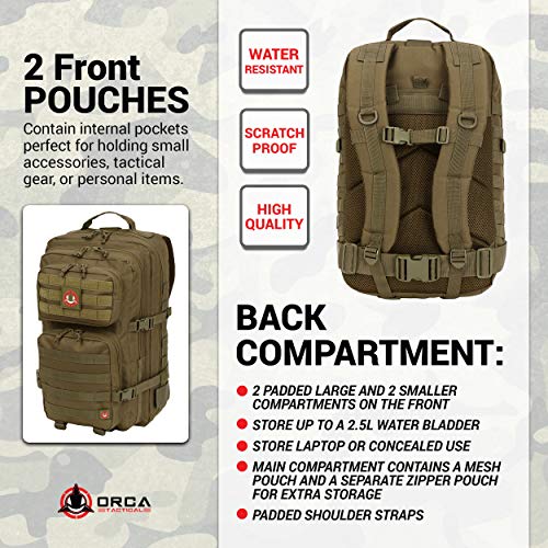 Orca Tactical Backpack 40L Large Military 1 to 3 Day Molle Assault Pack Rucksack Army Bag