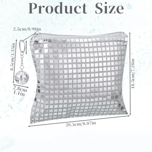 Dplolng Disco Cosmetic Bags, Portable Glitter Sequin Makeup Organizer with Zipper and Disco Ball, Makeup Bags for Bachelor...