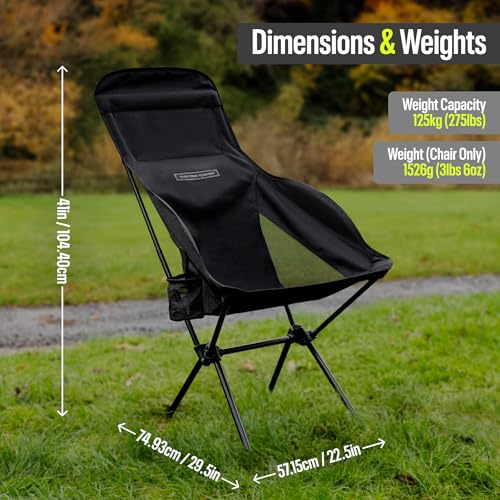 Temple Street Equipment TSE HC100 Camping Chair, 3.36lbs Lightweight Folding Chair with Cup Holder, Portable and Easy to C...
